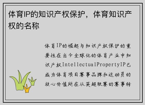 体育IP的知识产权保护，体育知识产权的名称